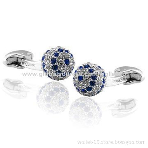 Luckly Luxury Spherical Shape Rhinestone Cufflinks, Made with Two-color CZ Stone